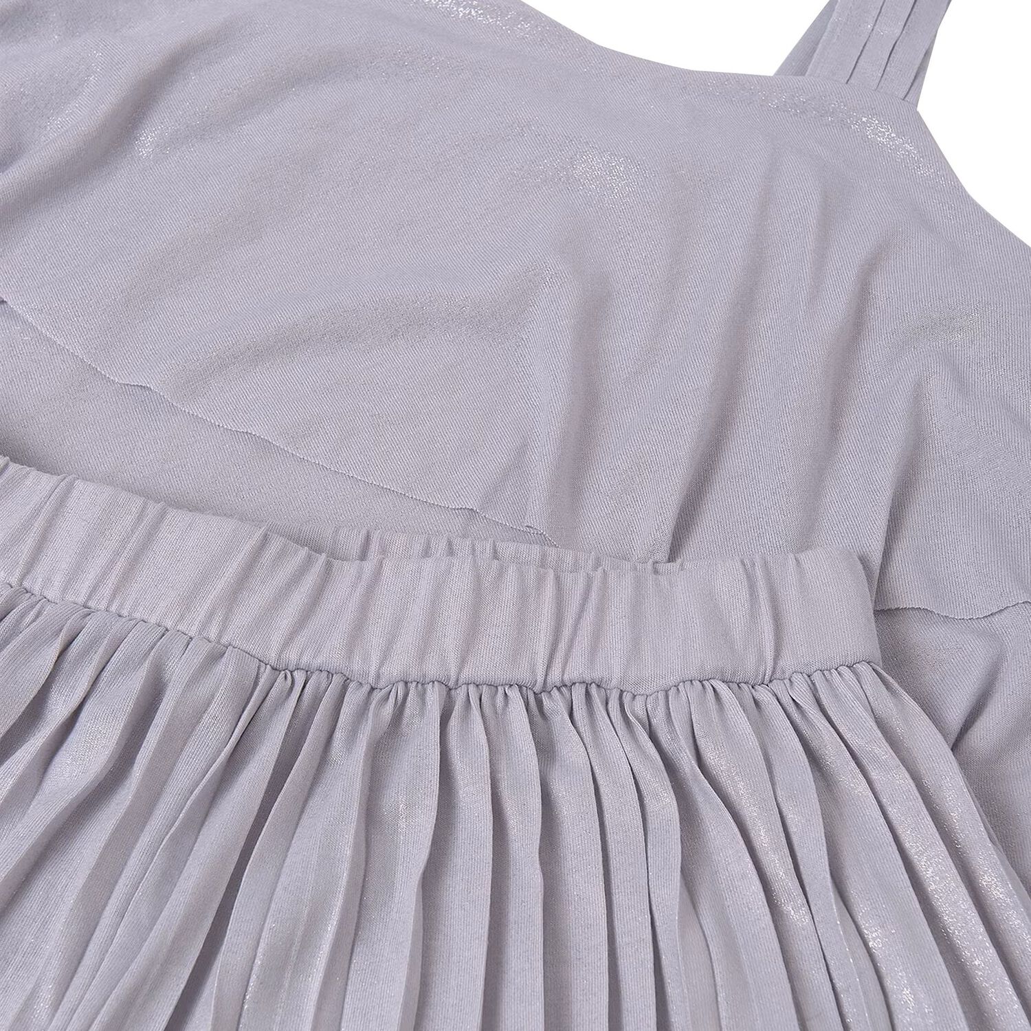 طقم بنطلون بليسيه فضي للبنات, 1, hi-res