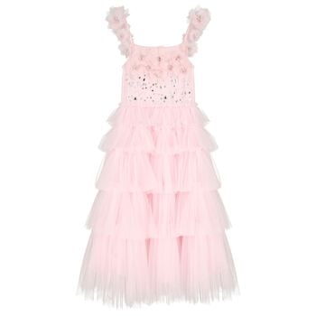 Girls Pink Tiered Tulle Dress