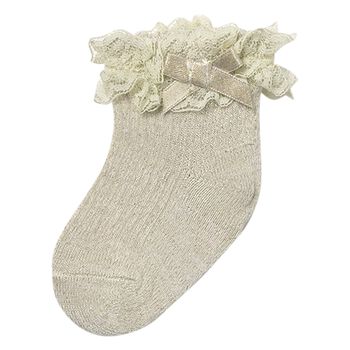 Baby Girls Beige & Gold Lace Socks