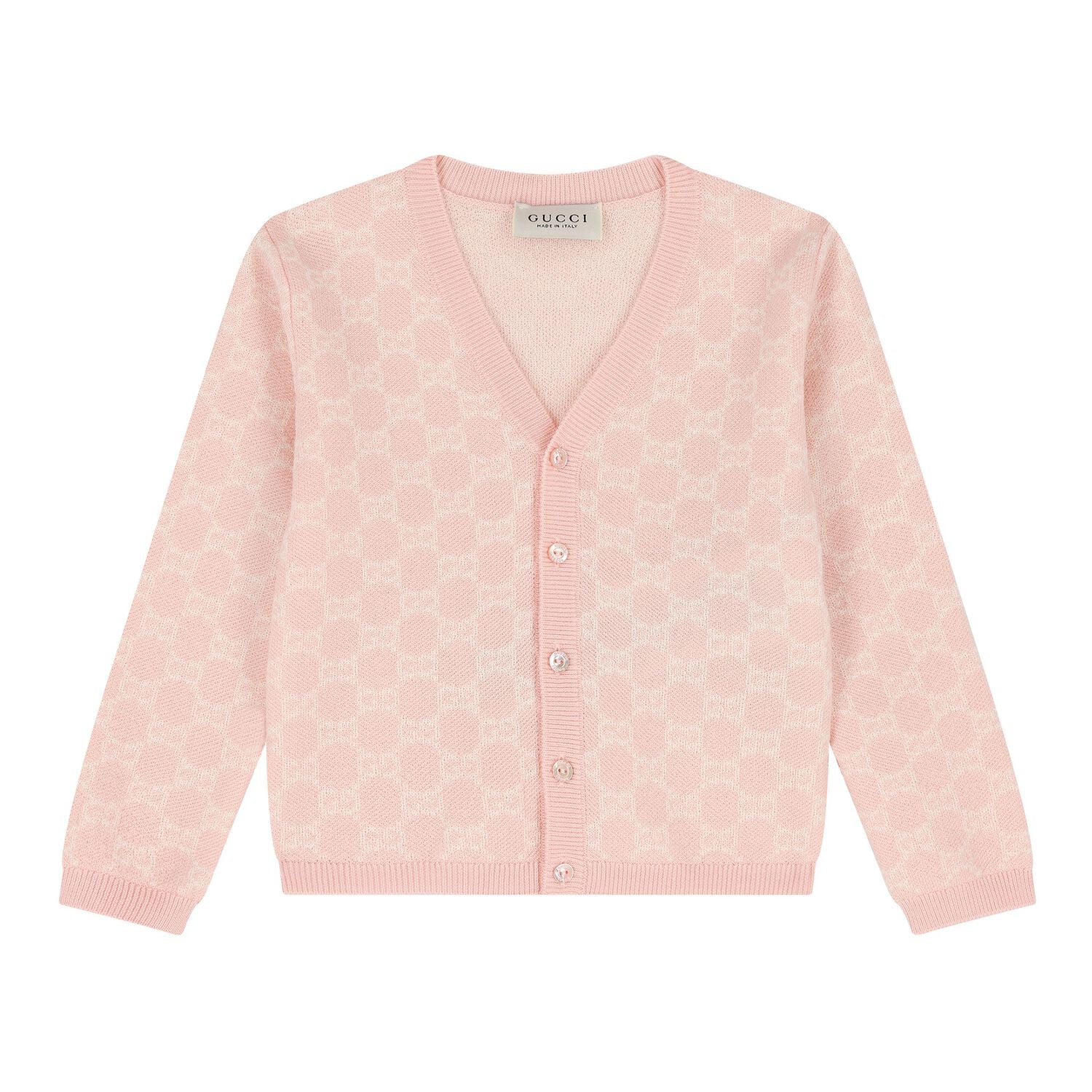 Baby Girls Pink Logo Jacquard Cardigan, 2, hi-res