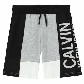 Boys Grey & Black Logo Shorts