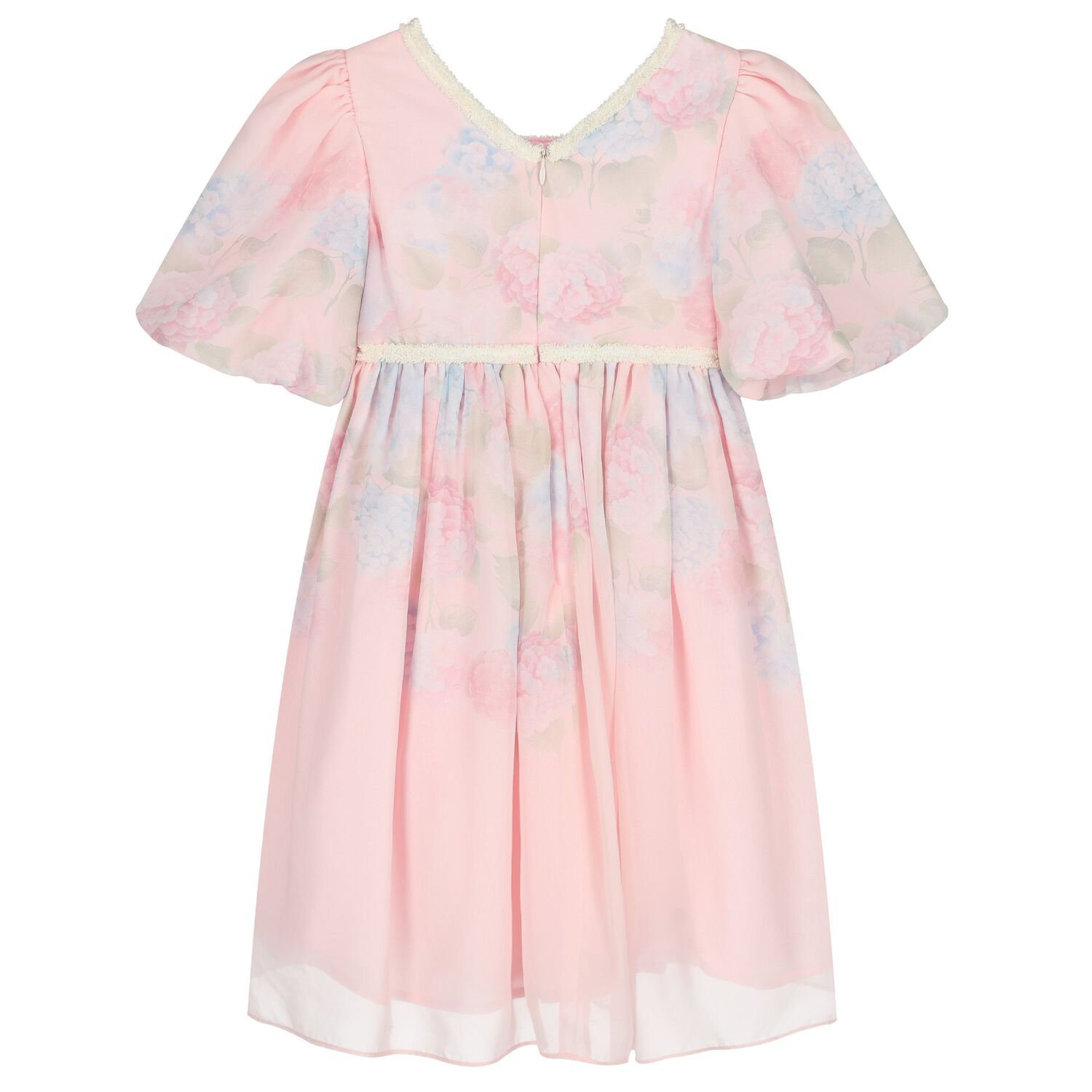 Girls Pink Floral Chiffon Dress, 2, hi-res