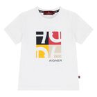 Younger Boys White Logo T-Shirt, 1, hi-res