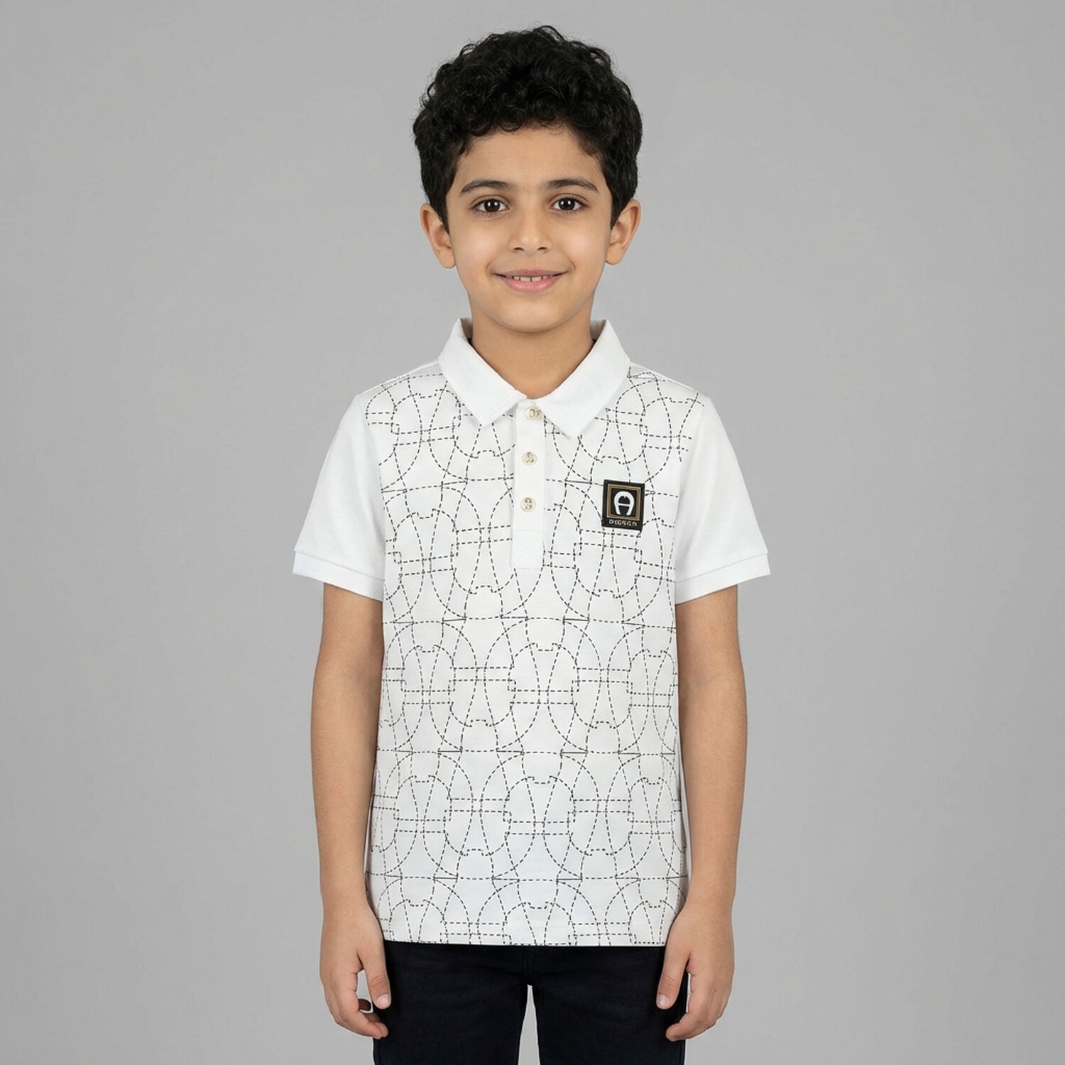 Boys White Logo Polo Shirt, 1, hi-res