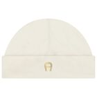 Ivory & Gold Logo Baby Hat, 1, hi-res