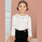Girls Ivory & Gold Ruffle Collar Blouse, 1, hi-res