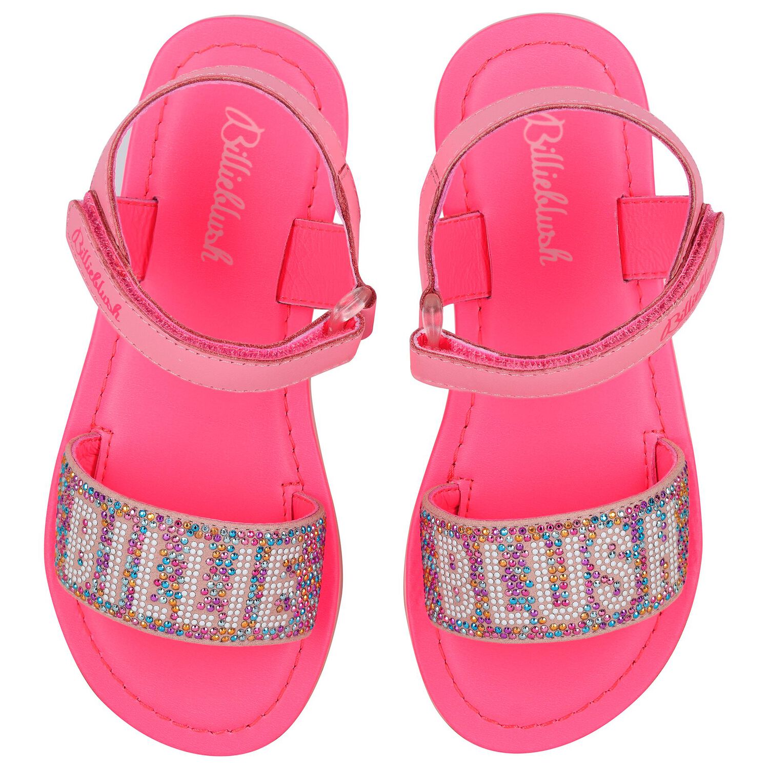 Girls Pink Embellished Logo Sandals, 1, hi-res image number null