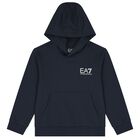 Boys Navy Blue Logo Hooded Top, 3, hi-res