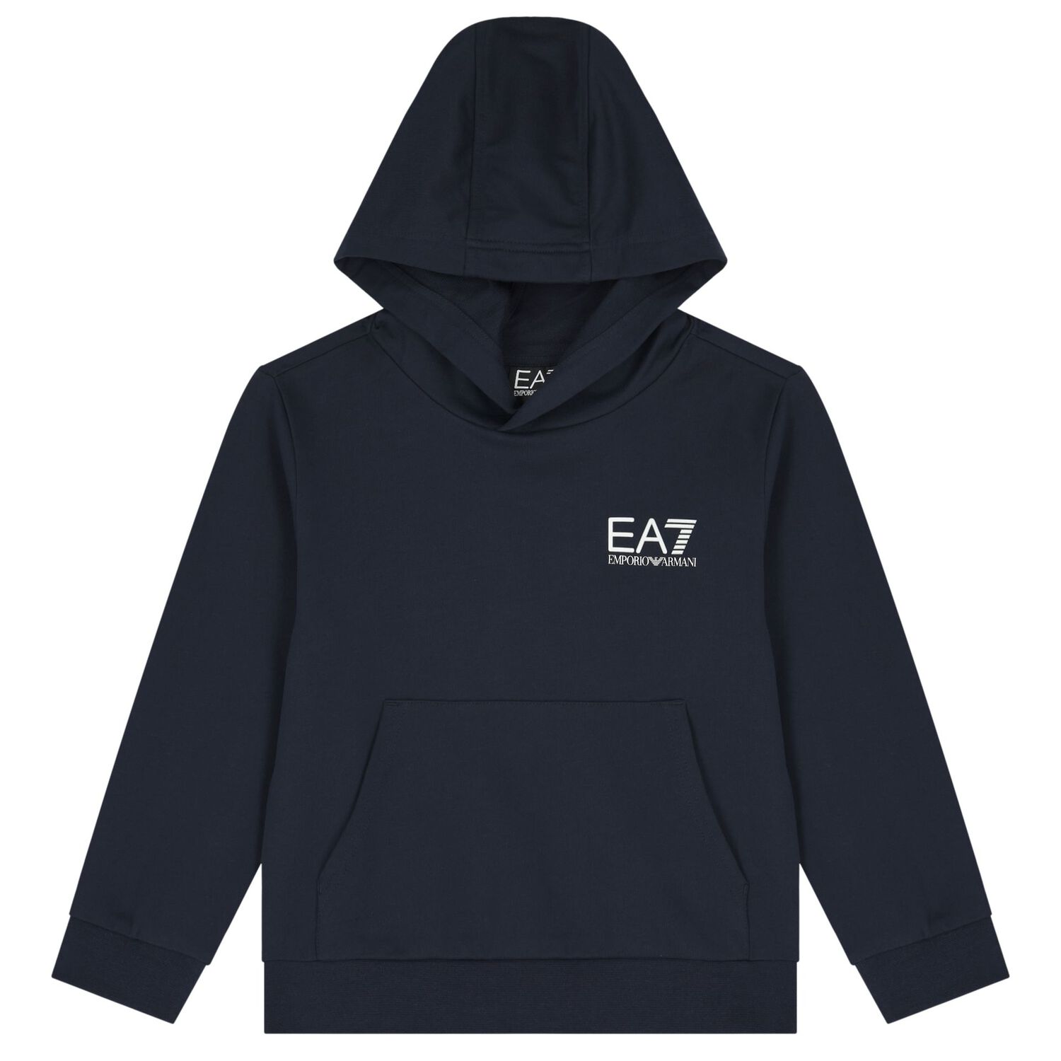 Boys Navy Blue Logo Hooded Top, 3, hi-res