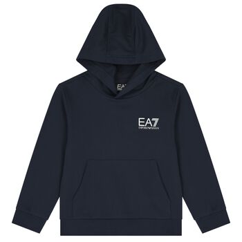 Boys Navy Blue Logo Hooded Top