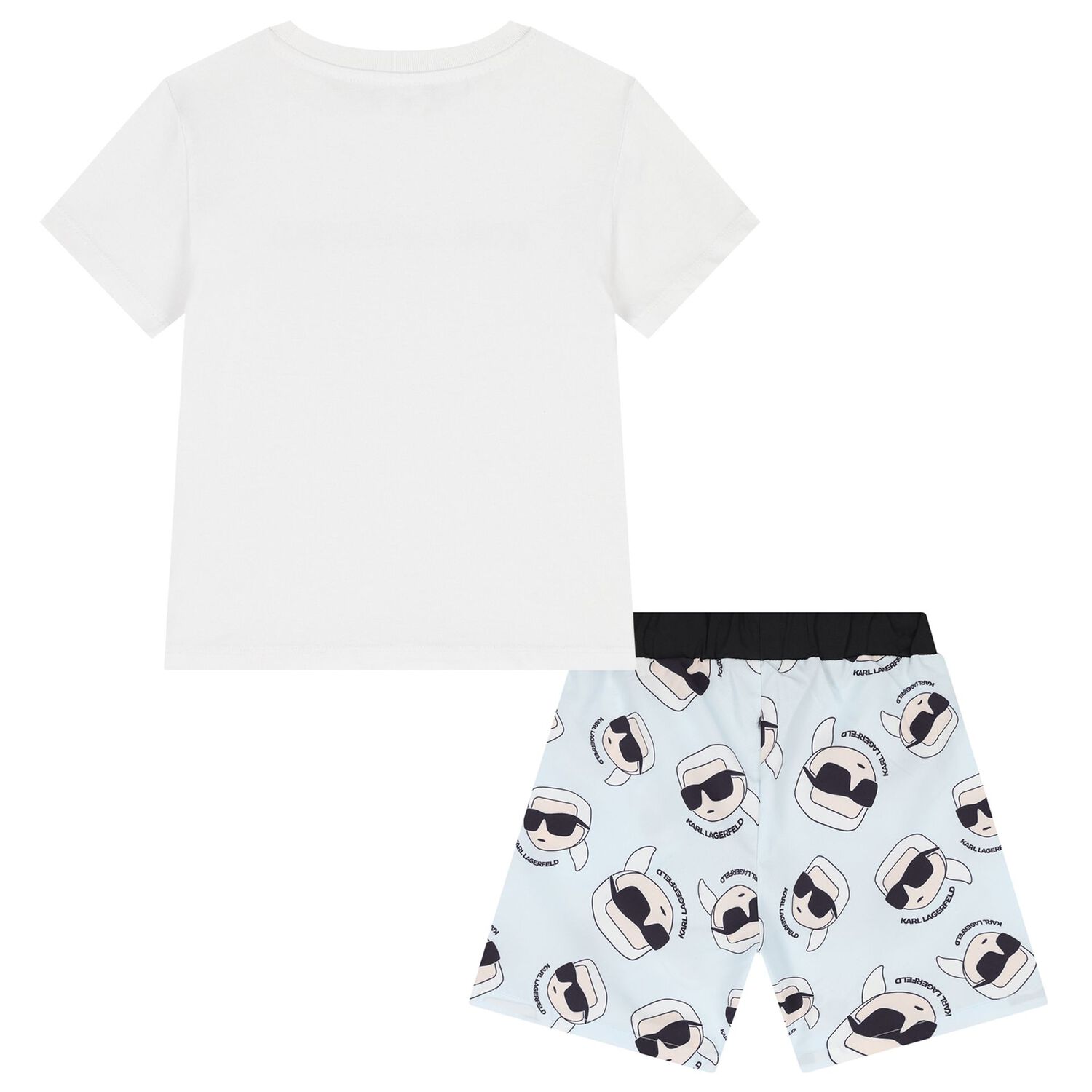 Boys White & Blue Ikonik Swim Shorts Set, 1, hi-res