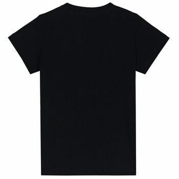 Girls Black Sequin Logo T-Shirt