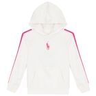 Girls White Logo Hooded Top, 1, hi-res