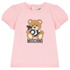 Younger Girls Pink Teddy Bear Logo Shorts Set, 1, hi-res