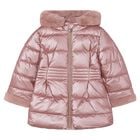 Girls Metallic Pink Puffer Coat, 3, hi-res