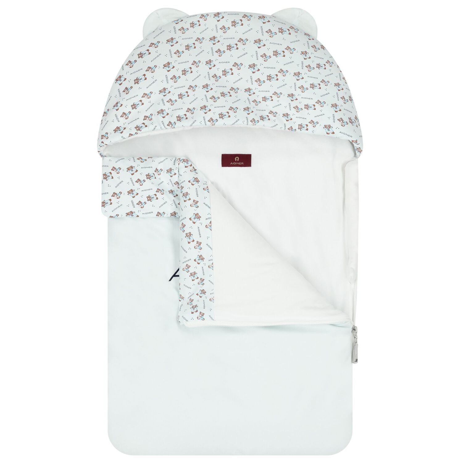 Baby Boys Blue & White Teddy Bear Logo Nest, 1, hi-res