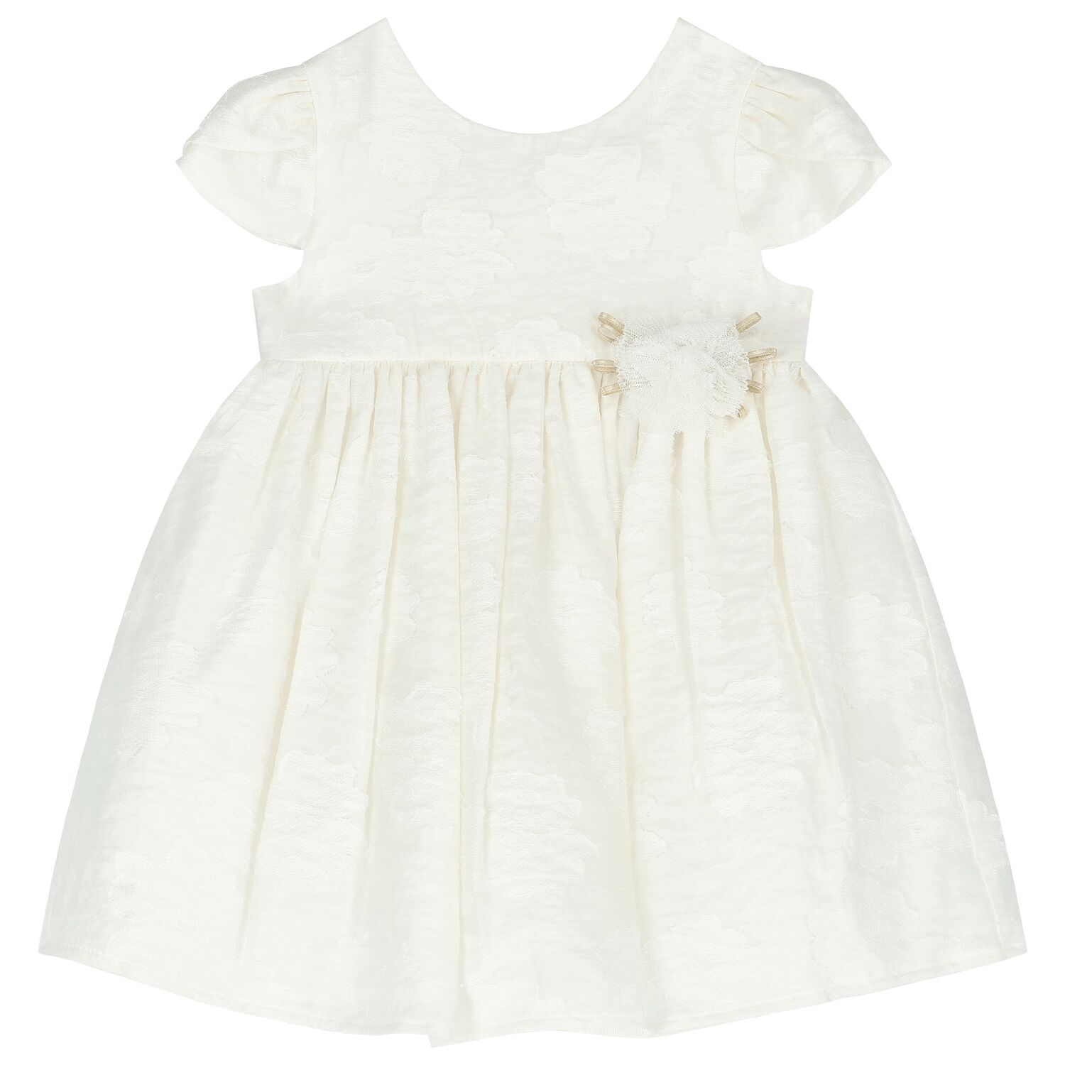 فستان بنات جاكار باللون العاجي, 2, hi-res