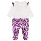 Baby Girls White & Purple Majolica Babygrow Gift Set, 1, hi-res