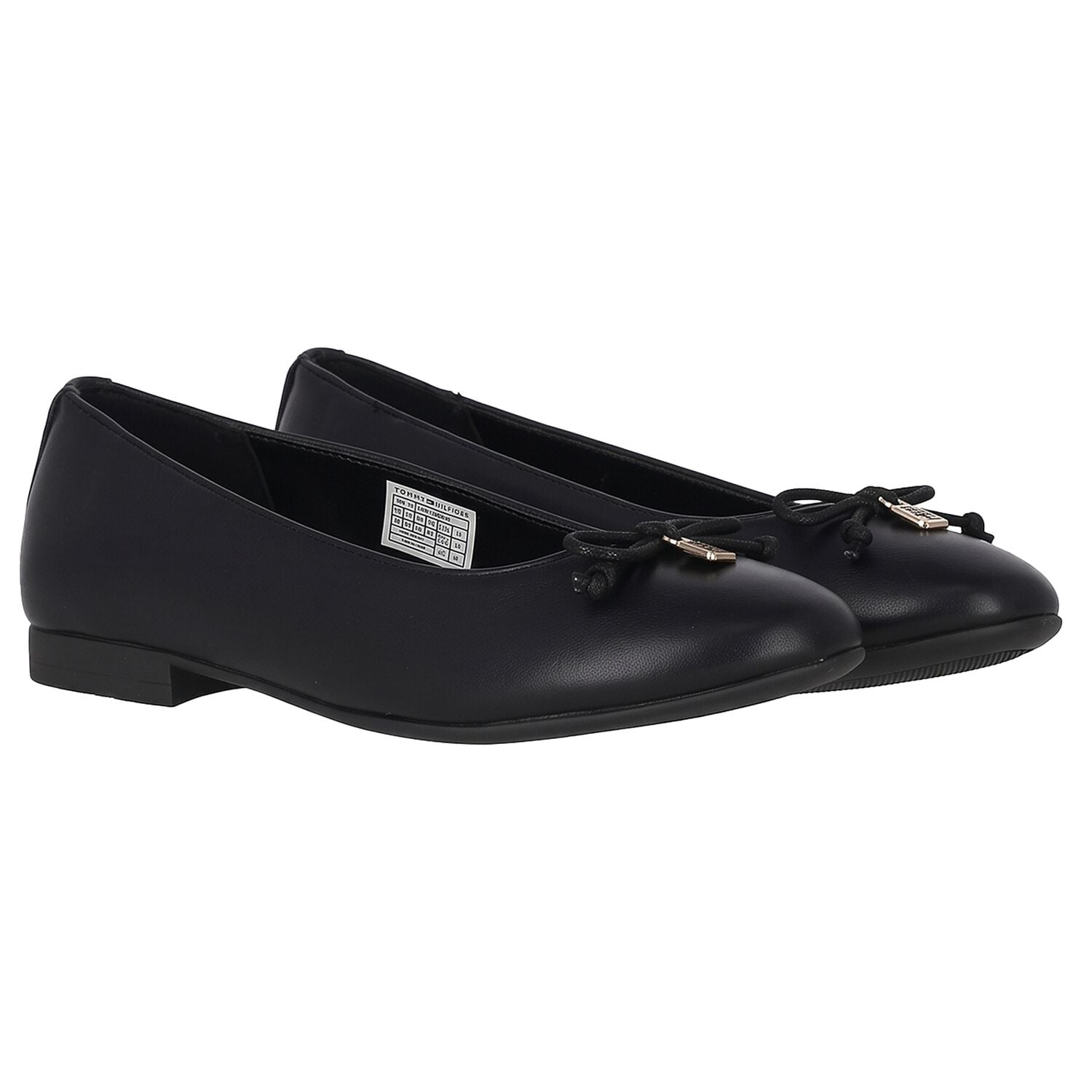 Girls Black Bow Ballerina Shoes, 1, hi-res
