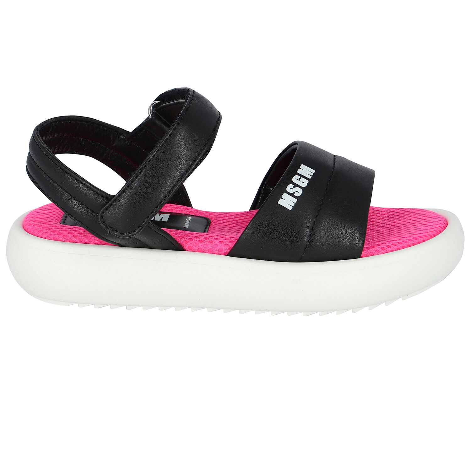 Black, White & Pink Logo Sandals, 1, hi-res