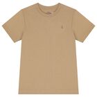 Boys Beige Logo T-Shirt, 1, hi-res