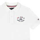 Boys White Logo Polo Shirt, 1, hi-res
