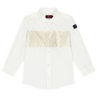 قميص أولاد بالشعار باللون الأبيض والذهبي, 1, hi-res