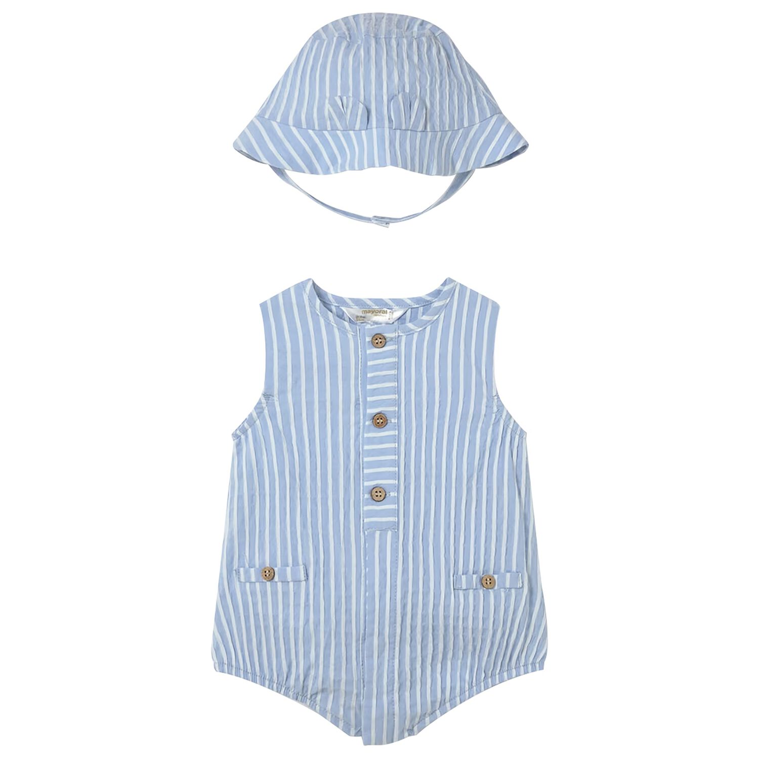 Baby Boys Blue & White Striped Bodysuit Set, 1, hi-res