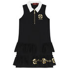 Girls Black Logo Dress, 1, hi-res