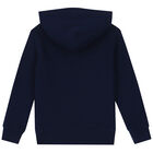 Boys Navy Logo Hooded Top, 1, hi-res