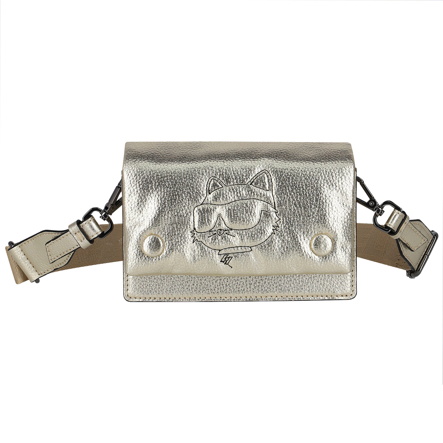 حقيبة يد بنات بشعار الشوبيت باللون الذهبى, 1, hi-res