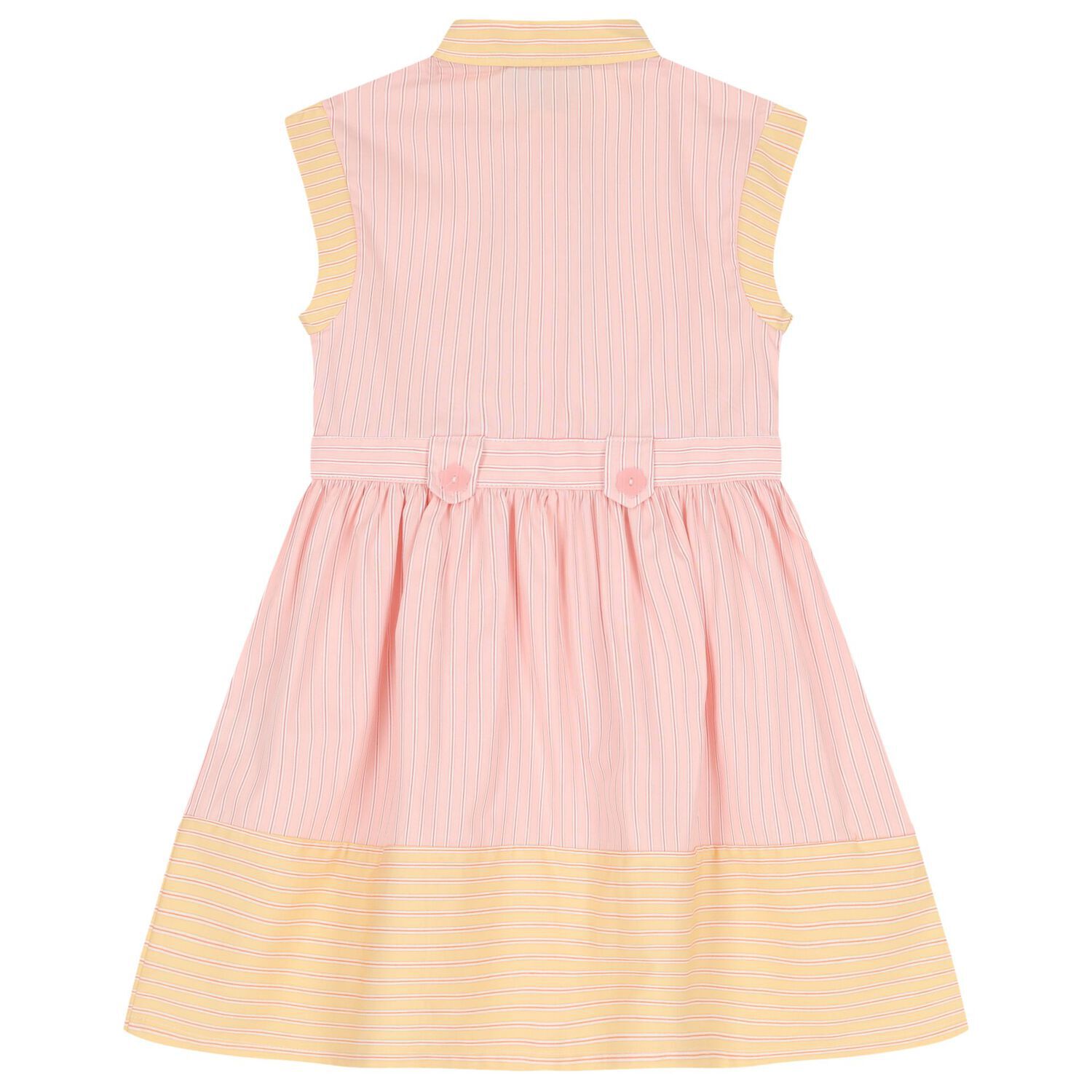Girls Pink Logo Striped Dress, 1, hi-res