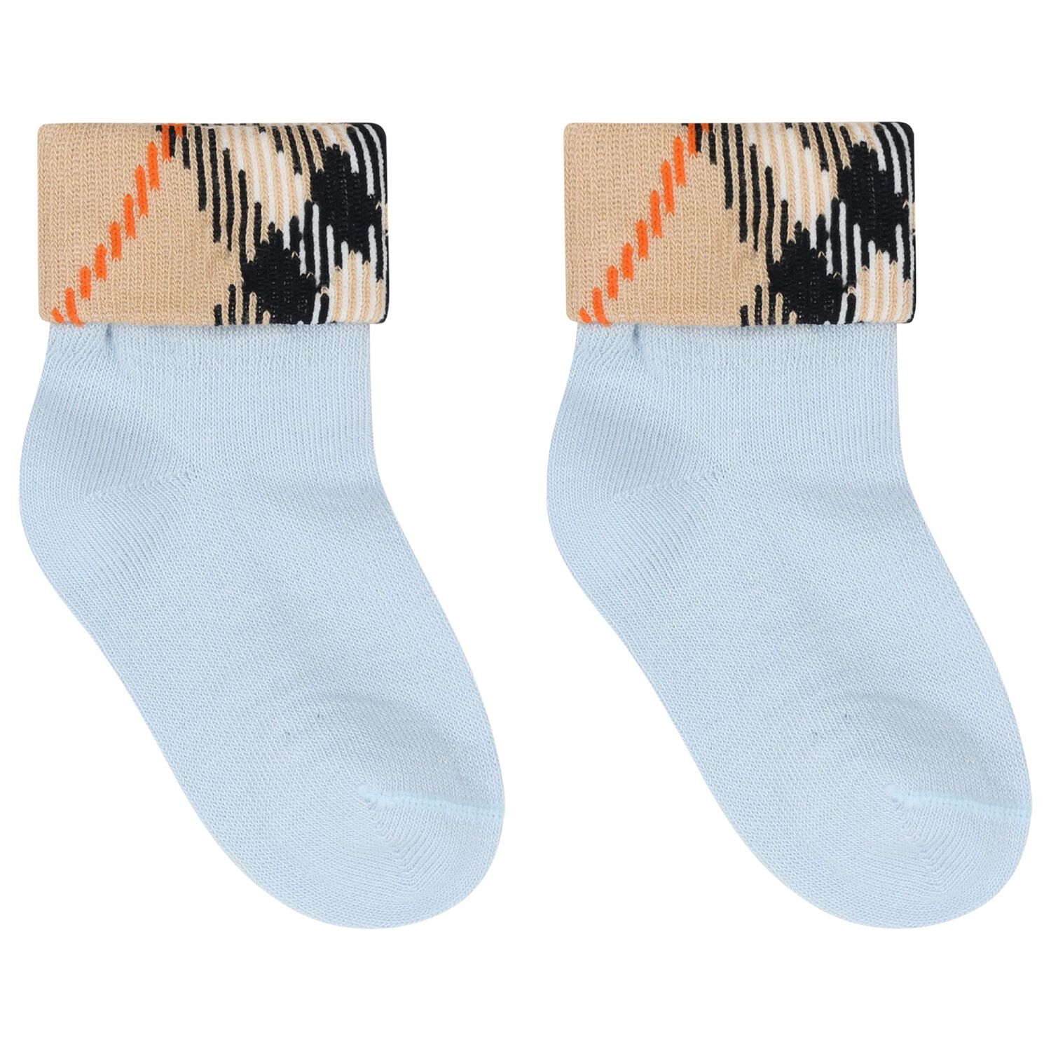 Baby Boys Blue & Beige Check Socks ( 2-Pack ), 2, hi-res