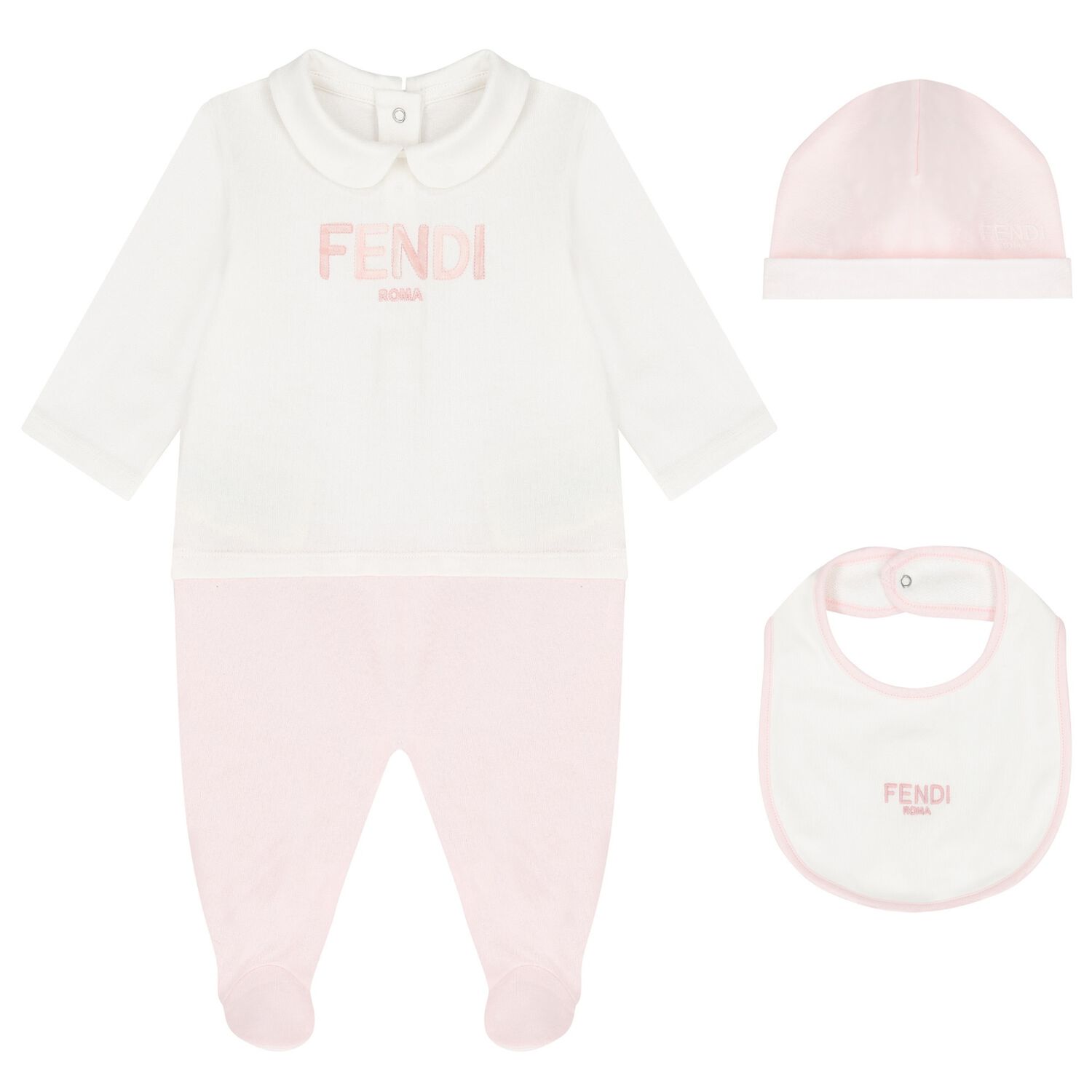 Baby Girls White & Pink Logo Babygrow Gift Set, 1, hi-res