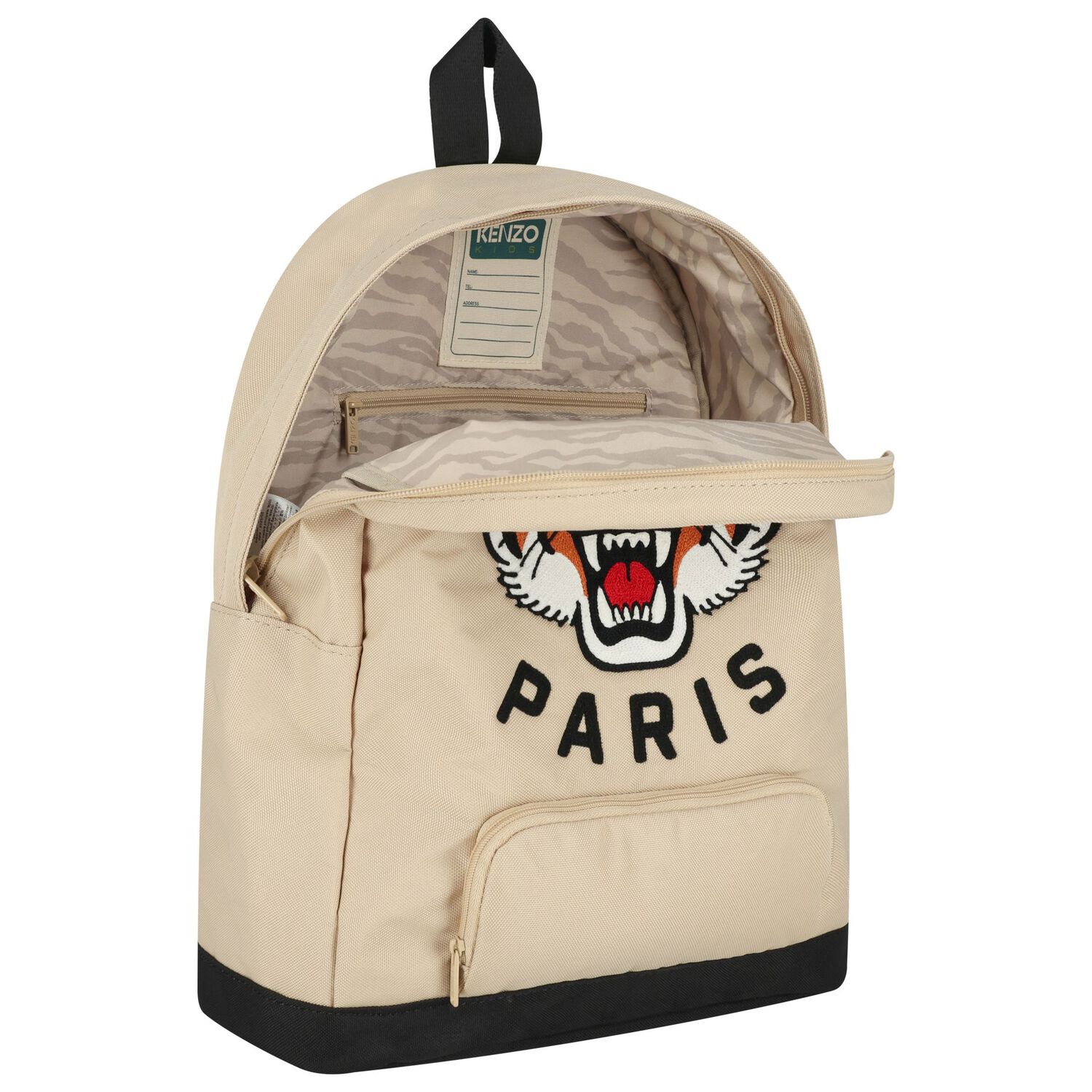 Beige Tiger Logo Backpack, 1, hi-res