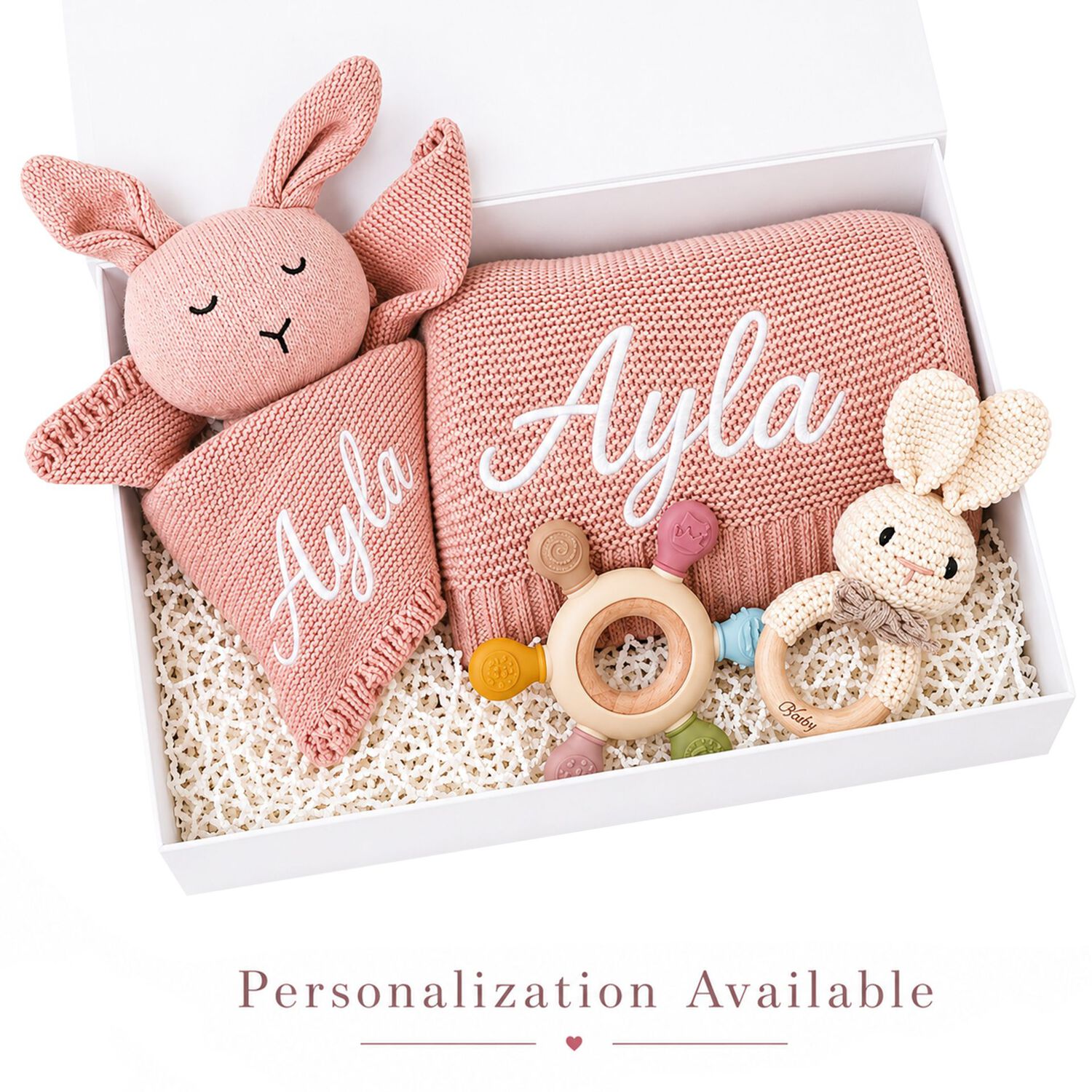 Pink Baby Blanket & Bunny Comforter Gift Set, 1, hi-res