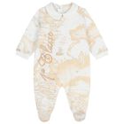 White & Beige Geo Map Babygrow Gift Set , 1, hi-res