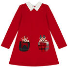 Girls Red Teddy Bear Dress, 1, hi-res