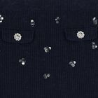 Girls Navy Blue Sequin Knitted Skirt, 1, hi-res