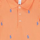 Baby Girls Orange Cotton Polo Dress, 1, hi-res
