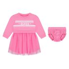 Baby Girls Pink Logo Tulle Dress Set, 2, hi-res