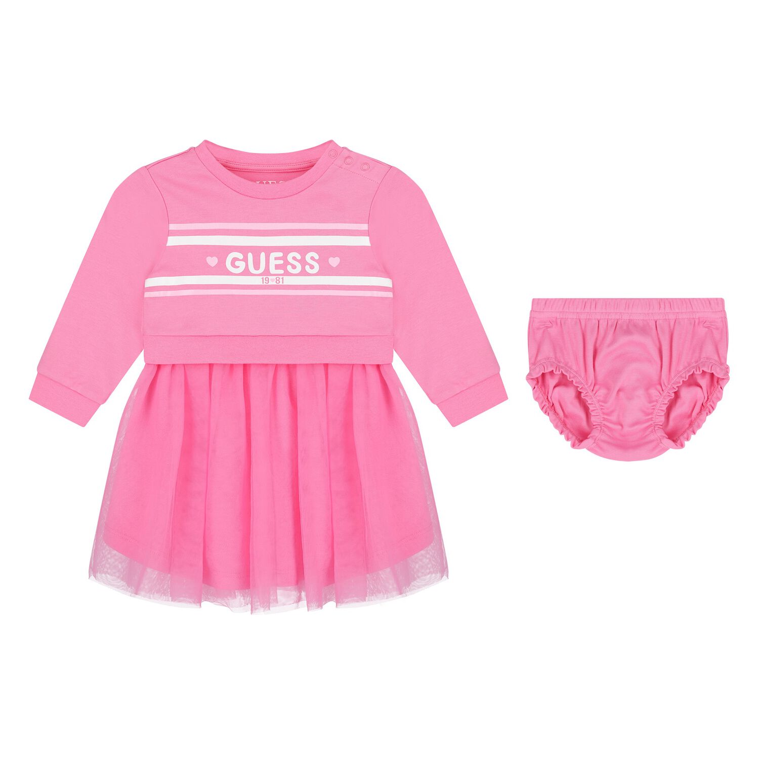 Baby Girls Pink Logo Tulle Dress Set, 2, hi-res