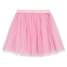 Girls Pink Logo Tulle Skirt, 1, hi-res