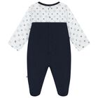 Baby Boys White & Navy Blue Logo Babygrow, 1, hi-res