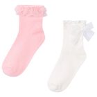 Girls Pink & White Socks ( 2-Pack ) , 1, hi-res