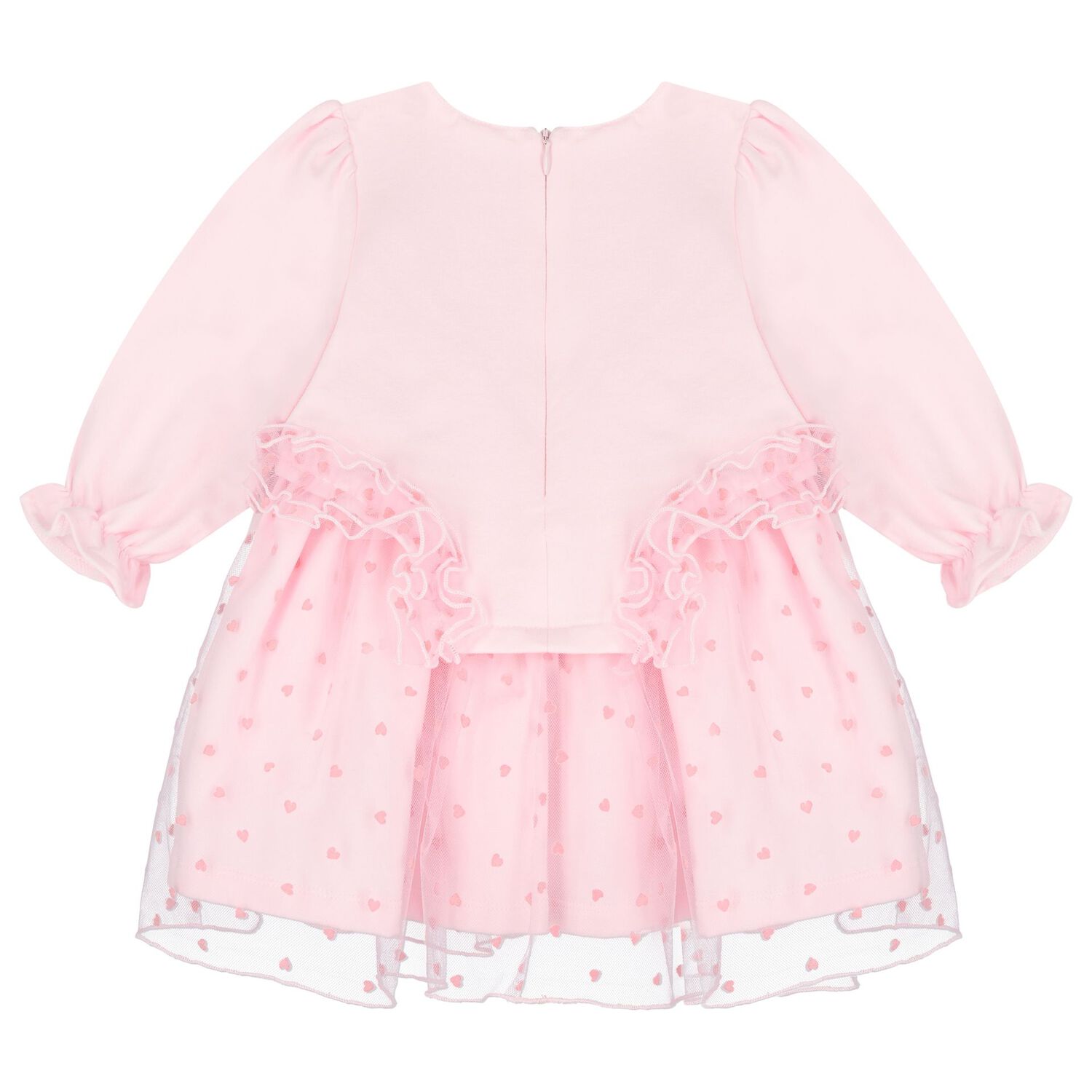 Baby Girls Pink Heart Dress, 1, hi-res