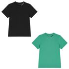 Boys Green & Black Cotton T-Shirts ( 2-Pack ), 1, hi-res
