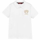 Boys White Logo Polo Shirt , 2, hi-res