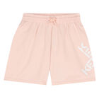 شورت بالشعار باللون الزهري للبنات, 1, hi-res