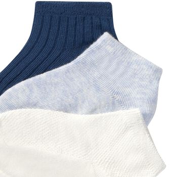Baby Boys Blue & Ivory Socks (3 Pack)